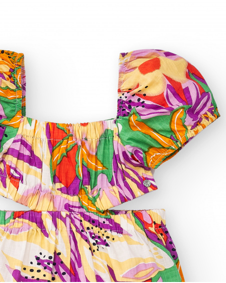 Tuta in popeline arancione da bambina Collezione Paradise Beach