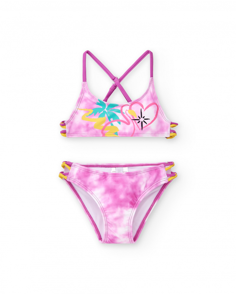 Bikini tie dye lilla da bambina Collezione Flamingo Mood