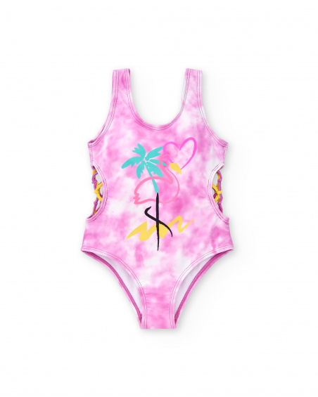 Costume da bagno tie dye lilla da bambina Collezione Flamingo