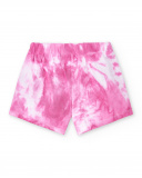 Shorts lilla in maglia tie dye da bambina Collezione Flamingo
