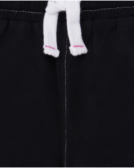 Shorts neri in maglia da bambina Collezione Flamingo Mood