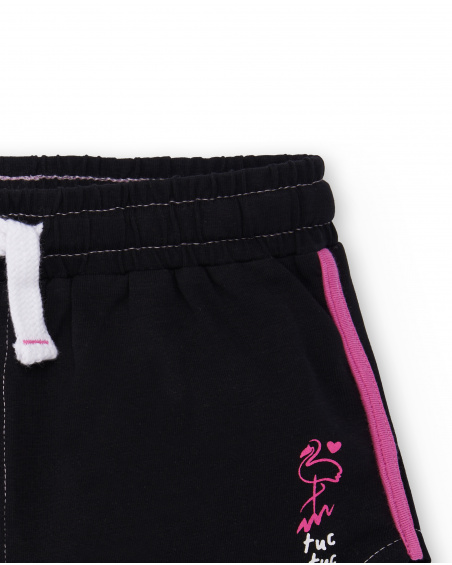 Shorts neri in maglia da bambina Collezione Flamingo Mood