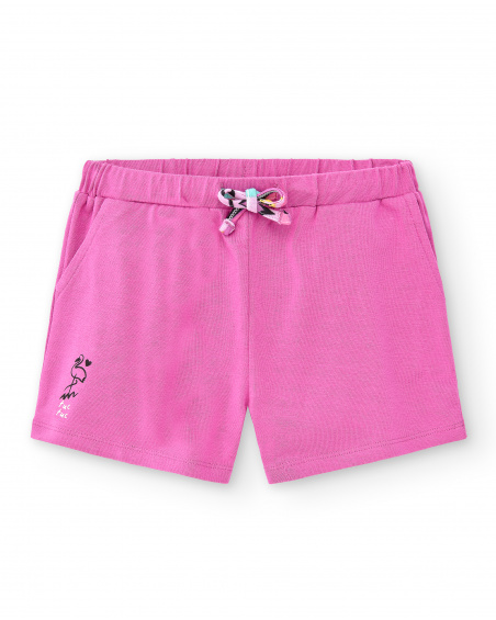 Shorts lilla in maglia da bambina Collezione Flamingo Mood