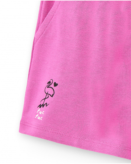 Shorts lilla in maglia da bambina Collezione Flamingo Mood
