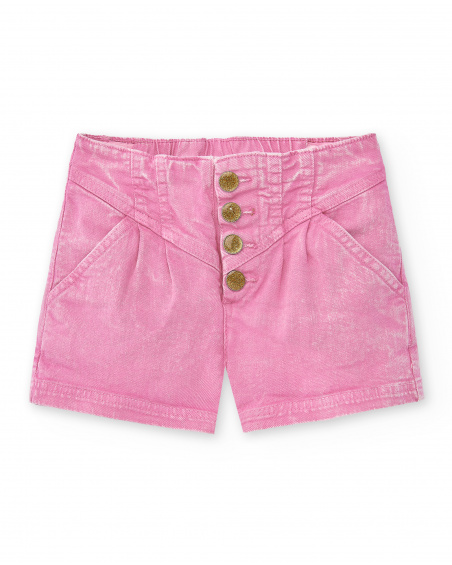 Shorts in denim rosa da bambina. Collezione Flamingo Mood