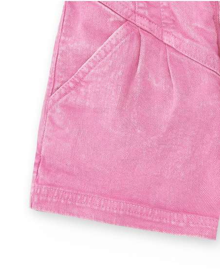 Shorts in denim rosa da bambina. Collezione Flamingo Mood