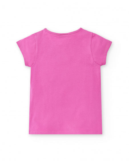 T-shirt lilla lavorata a maglia da bambina Collezione Flamingo