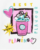 Camiseta larga punto blanco niña Flamingo Mood