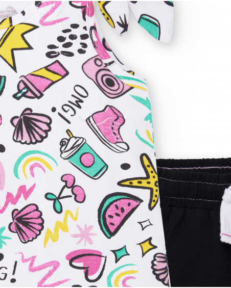 Completo in maglia bianco nero da bambina Collezione Flamingo