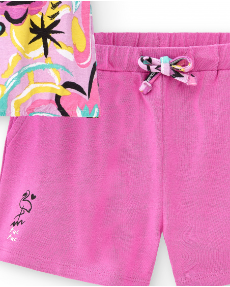 Completo in maglia lilla da bambina Collezione Flamingo Mood