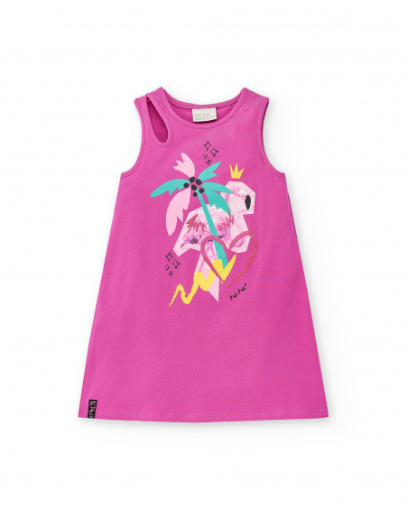 Abito in maglia lilla da bambina Collezione Flamingo Mood
