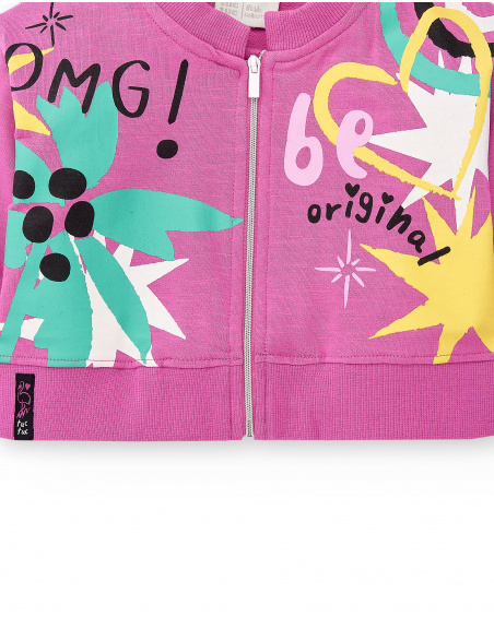 Giubbotto in peluche lilla da bambina Collezione Flamingo Mood