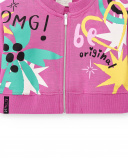 Giubbotto in peluche lilla da bambina Collezione Flamingo Mood