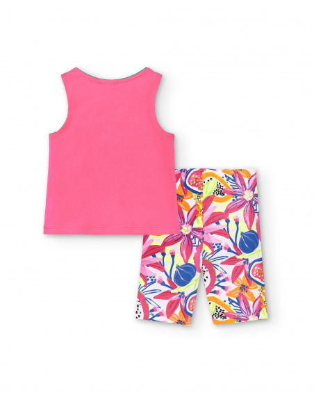 Completo in maglia fucsia da bambina Collezione Acid Bloom