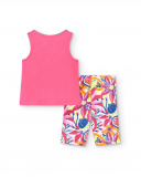 Completo in maglia fucsia da bambina Collezione Acid Bloom