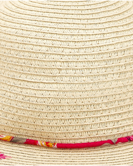 Cappello in rafia beige da bambina Collezione Acid Bloom