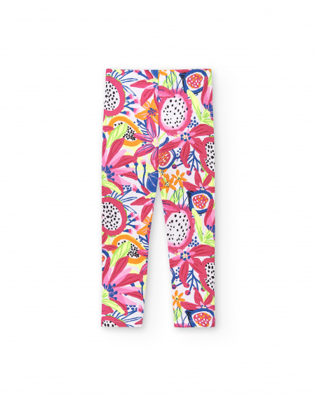 Leggings bianchi in maglia da bambina Collezione Acid Bloom