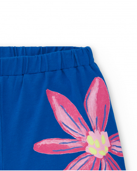 Shorts blu in maglia da bambina Collezione Acid Bloom