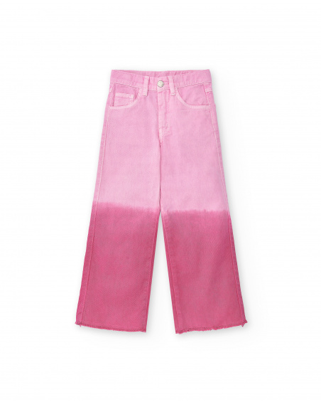 Pantaloni in twill fucsia da bambina Collezione Acid Bloom