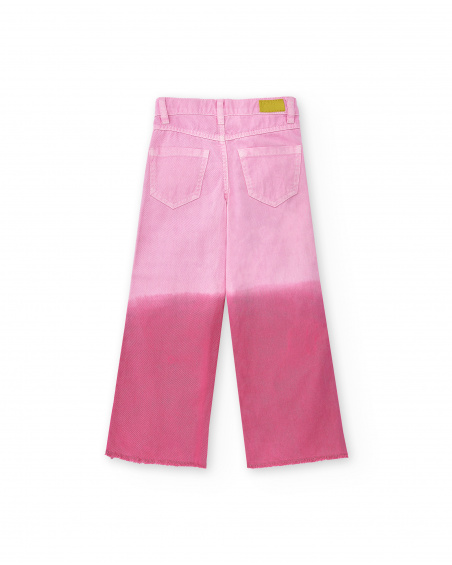 Pantaloni in twill fucsia da bambina Collezione Acid Bloom