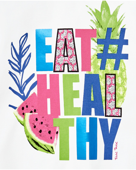 Camiseta larga punto blanco niña Acid Bloom