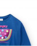 Felpa blu in peluche da bambina Collezione Acid Bloom