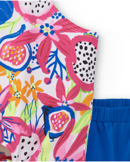Completo in maglia blu fucsia da bambina Collezione Acid Bloom