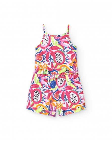 Tuta bianca in maglia da bambina Collezione Acid Bloom