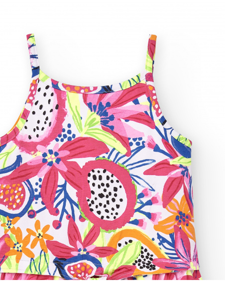 Tuta bianca in maglia da bambina Collezione Acid Bloom