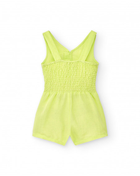 Tuta in popeline verde da bambina Collezione Acid Bloom