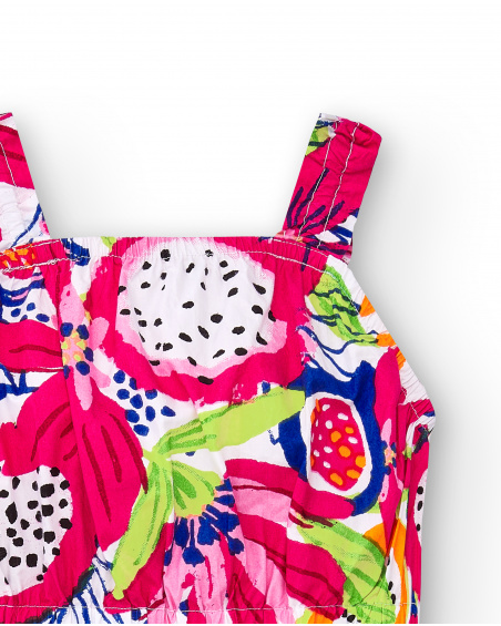 Abito da bambina in popeline bianco Collezione Acid Bloom