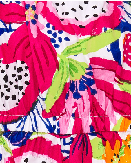 Abito da bambina in popeline bianco Collezione Acid Bloom