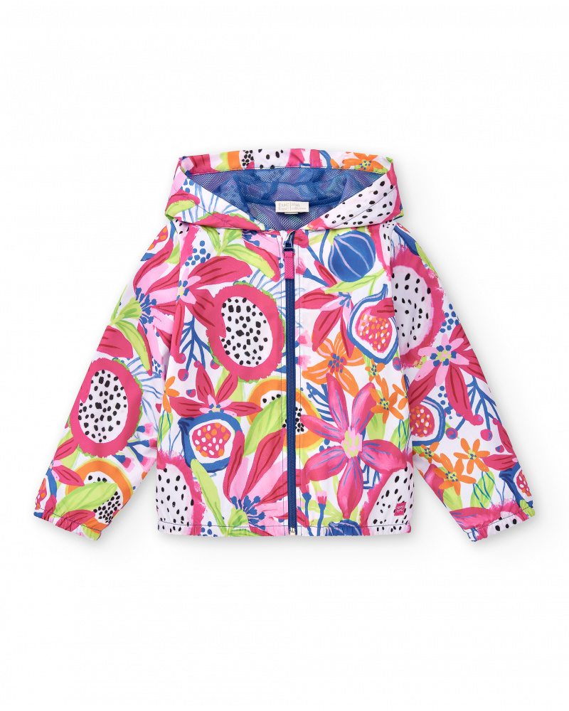 Giacca a vento bianca da bambina Collezione Acid Bloom