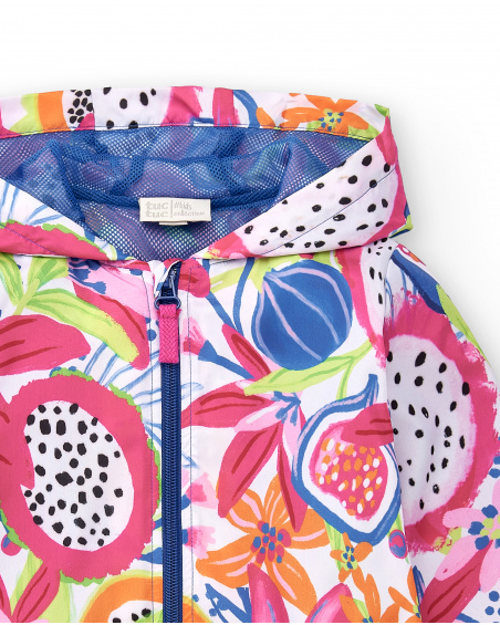 Giacca a vento bianca da bambina Collezione Acid Bloom