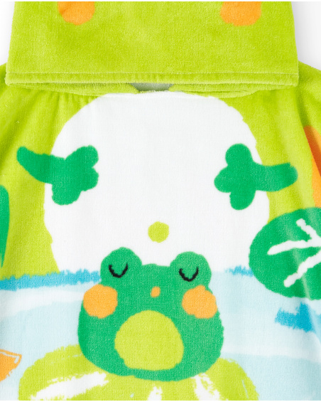 Asciugamano poncho verde da bambino Collezione Water Lilies