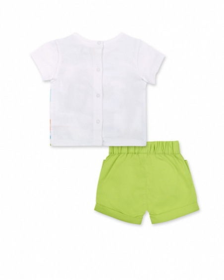 Completo in maglia di popeline verde bianco per bambino