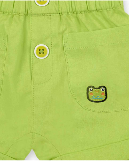 Completo in maglia di popeline verde bianco per bambino