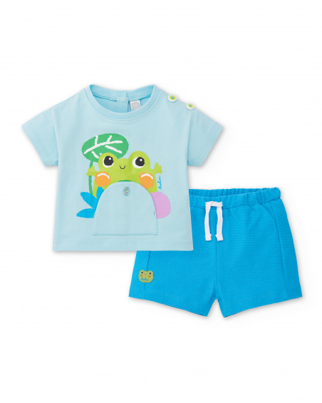 Completo in maglia blu da bambino Collezione Water Lilies