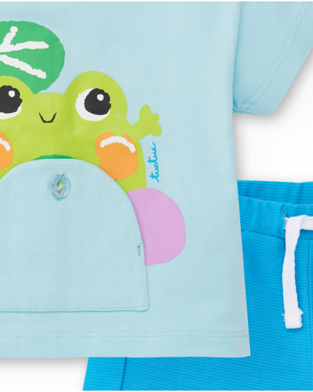 Completo in maglia blu da bambino Collezione Water Lilies