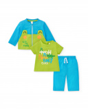 Completo in maglia verde blu da bambino Collezione Water Lilies