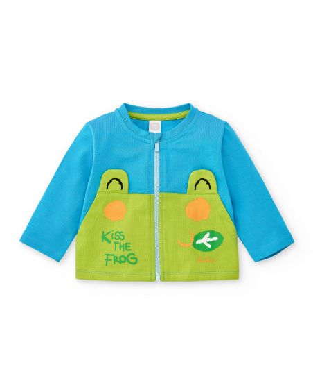 Completo in maglia verde blu da bambino Collezione Water Lilies