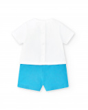 Tutina in maglia bianca blu da bambino Collezione Water Lilies