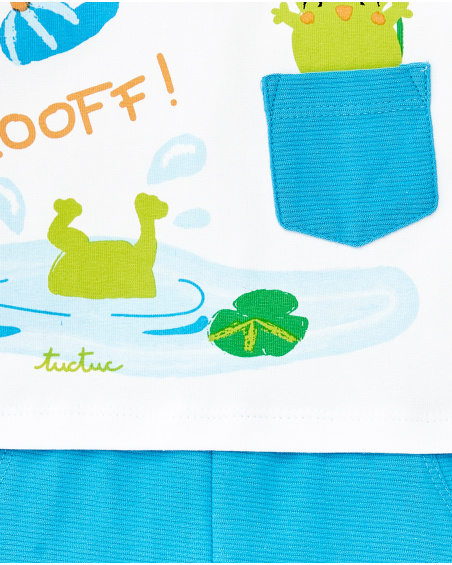 Tutina in maglia bianca blu da bambino Collezione Water Lilies