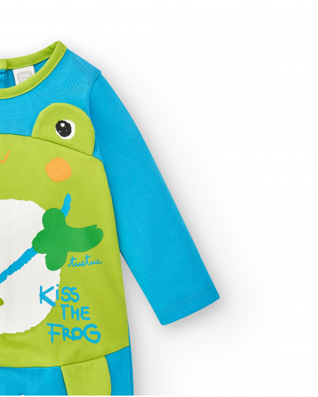 Tutina blu in maglia da bambino Collezione Water Lilies