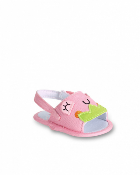 Sandali in twill rosa da bambina Collezione Water Lilies