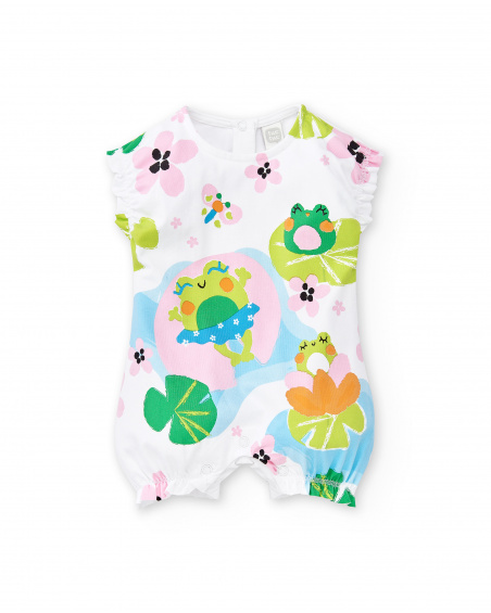 Tutina bianca lavorata a maglia da bambina Collezione Water