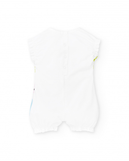 Tutina bianca lavorata a maglia da bambina Collezione Water