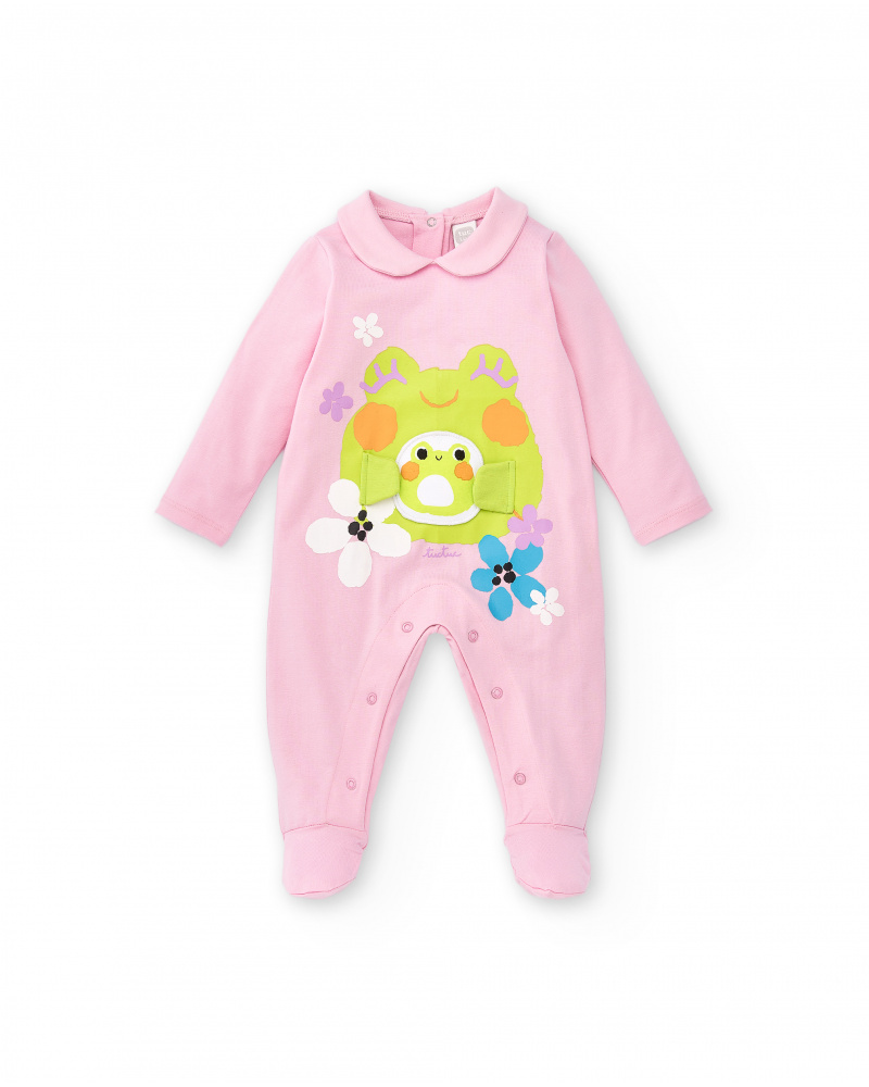 Tutina rosa lavorata a maglia da bambina Collezione Water Lilies