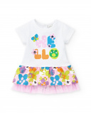 Completo in maglia bianco da bambina Collezione Water Lilies