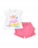 Completo rosa bianco lavorato a maglia da bambina Collezione